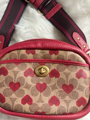 Coach Camera Bag Signature Canvas Heart Print Crossbody C8390 thumbnail 2