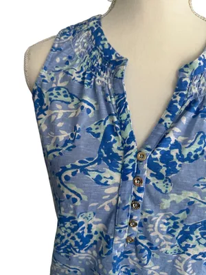 LILLY PULITZER Sea Turtle Blue Tank Top Size Small thumbnail 5