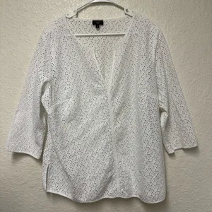 TALBOTS Woman White Eyelet Blouse thumbnail 1