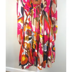 Kaktus Floral Mini Dress Womens Small Multicolor Excellent‎ Embroidered Boho thumbnail 10
