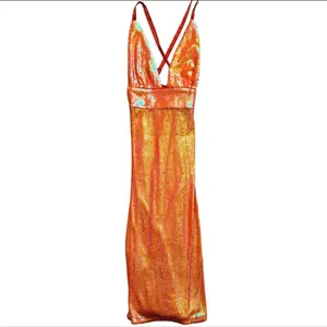 Song of Style cross back orange sequin midi dress NWT thumbnail 4