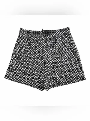 Altar’d State Black White Geometric Tweed High Rise Wrap Skort Shorts Skirt thumbnail 2