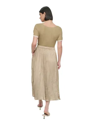 NWT DKNY Womens Crushed Crease Woven Midi Skirt P5DNSB53 Pale Moss Brown Green M thumbnail 6