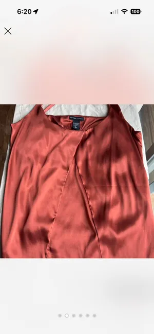 New York & Company Burnt Orange/Rust Satin Cami Top Size L Y2K 1990's Going Out Party Day-to-Night Classy Layers Resort Vacation Date Night Silky thumbnail 2