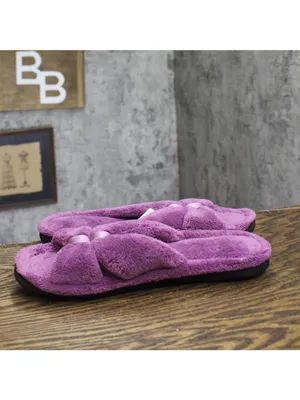 Isotoner Terry Double Band Non-Slip Slippers Purple 7.5-8 thumbnail 7