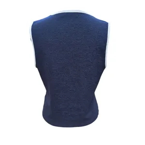 Bailey/44 Navy‎ Blue White Contrast Trim Sweater Vest Gold Crest Buttons Size M thumbnail 3