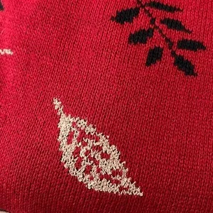 Vtg 90s Sweater‎ Womens Small Red Leaves Scalloped Hem USA Grandmacore Cabincore thumbnail 15