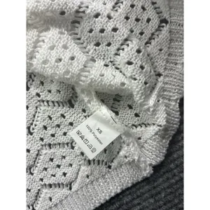 Women's Crochet 2 PC Beach Swim Coverup Set Short Sleeve & Shorts Sexy White XS thumbnail 10