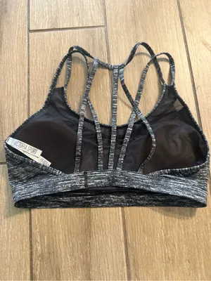 Victoria Sport Heathered Black Strappy Low-Impact Sports Bra thumbnail 2