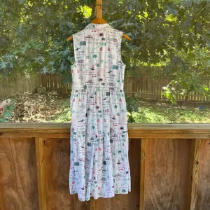 J.Crew Factory Women's White Postcard Print Sleeveless Midi Dress Size 8 thumbnail 2