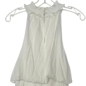 Glam White Halter Drop Waist Dress Sleeveless Ruffle Mini Dress Size Medium thumbnail 4
