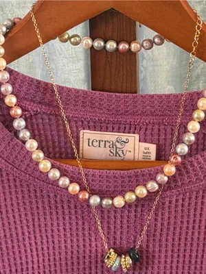 Terra & SKY Women's Long Sleeve Waffle Knit Top - Magenta thumbnail 2