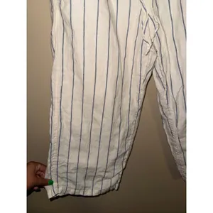 J.Crew Soleil Pant whiteblue stripe linen wide leg draw string CK022 M Lagenlook thumbnail 2