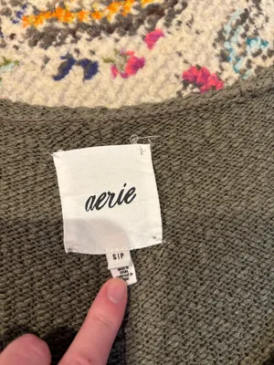 Aerie Green off the shoulder boho sweater thumbnail 2