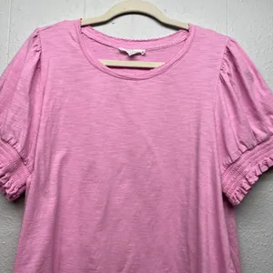 Jane & Delancey Womens Pink Top 2X 100% Cotton Stretch Smocked Minimalist Casual thumbnail 5