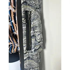 BCBGMAXAZRIA Harrison Mixed Print Bomber Jacket - Blue & Tan Abstract‎ - XS thumbnail 6