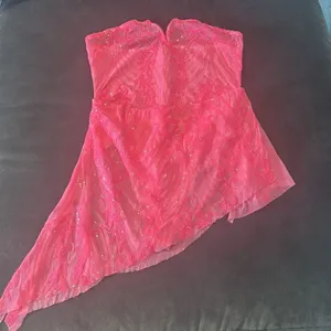 Womens Skimpy Sexy Pink Strapless Sheer Sparkly Party Club Dress Bodysuit Size M thumbnail 12