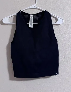 JoyLab Ribbed High-Neck Crop Tank V thumbnail 1