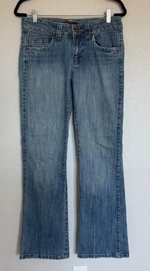 Lee One True Fit Jean Womens 7/8M Blue Bootcut Denim Embroidered Pockets Y2K Vtg thumbnail 1