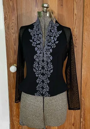 Vintage Beaded Sheer Festive Witchy Whimsy Goth Floral Beaded Top Sz Small thumbnail 2
