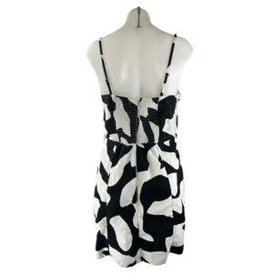 Abercrombie & Fitch Black White Linen Abstract Sleeveless Mini Cami Tank Dress M thumbnail 2