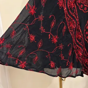 Free People My Beloved Georgette Mini Dress Black Red Sequin Embroidered Fairy 8 thumbnail 9