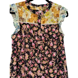 Anthropologie Sleeveless Ruffled Patchwork Floral Tiered Midi Dress Size Large thumbnail 7