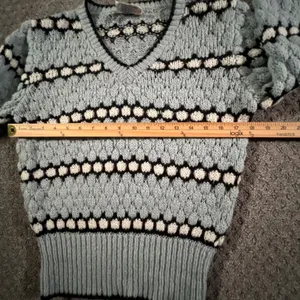 Western Connection‎ Sweater Womens Medium Blue Vintage 80s Popcorn Knit V-Neck thumbnail 6