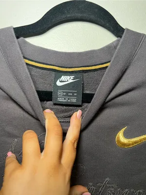 Nike Charcoal Gray Crewneck Sweatshirt with Gold Swoosh thumbnail 4