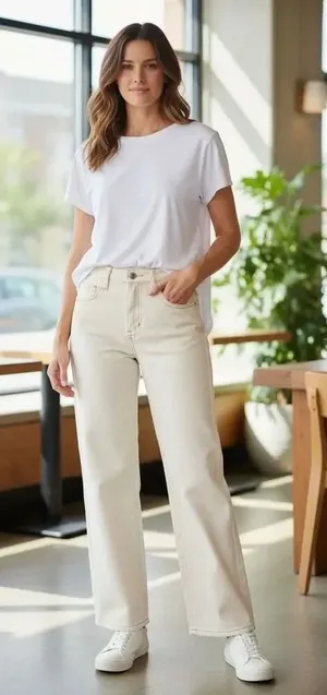 ✨Cloud Ten Asymmetrical Off White Sz Small Denim✨ thumbnail 1