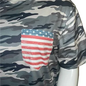 Camouflage tee with American flag breast pocket Size XL thumbnail 2