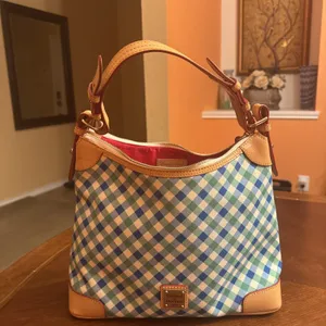 DOONEY & BOURKE Zip Satchel Green Plaid Medium Purse HandBag thumbnail 2