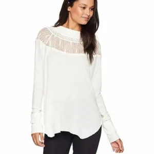 Free People Spring Valley‎ Lace Detail Waffle Knit Henley Size Small thumbnail 7