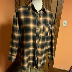 Gilded Intent Plaid Flannel Shirt XS Brown Black Button Down Buckle thumbnail 8