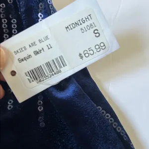 Skies Are Blue New Navy Sequin Holiday Velvet Skirt preppy old money small thumbnail 5
