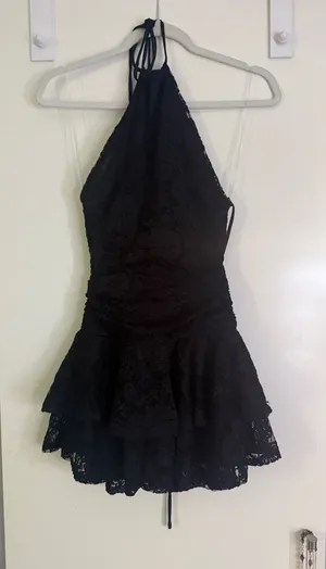 Black Windsor Halter Mini Dress thumbnail 1