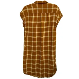 Old Navy Yellow Plaid Shirt Dress Medium Button‎ Front Casual Tunic Dress thumbnail 2