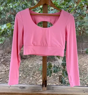 Offline By Aerie Women's Pink Long Sleeve Open Back Top Size L thumbnail 1