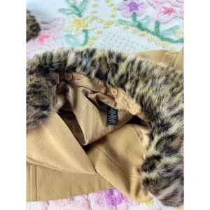 INC International Concepts Camel Wool Blend Leopard Faux‎ Fur Trim Pea Coat 2X thumbnail 8