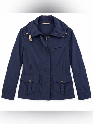 The Limited Womens S Navy Blue Utility Rain Jacket Hooded Lightweight Cargo Coat thumbnail 3