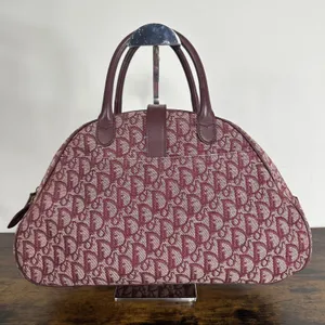 Christian Dior Double Saddle Trotter Satchel Bag Bordeaux Monogram Italy Lock thumbnail 2