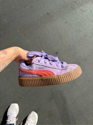 Savage X fenty X puma collab suede purple and red sneakers platforms 6 thumbnail 3