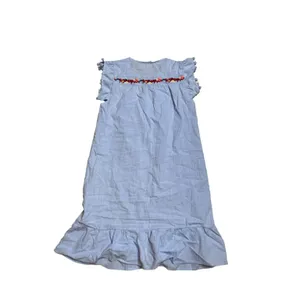 Kirundo Light Blue Embroidered Boho Flutter Sleeve Ruffle Mini Dress S thumbnail 4