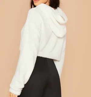 SheIn Plush Cropped Teddybear Hoodie thumbnail 3