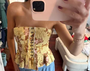 Free People Yellow Floral Top thumbnail 1