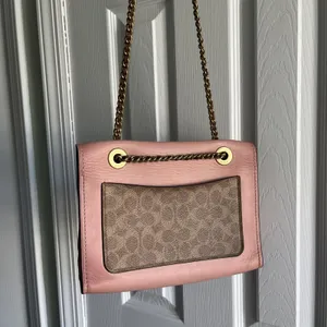COACH Parker 30585 Pink C Logo Canvas Leather Shoulder Crossbody‎ Bag thumbnail 9