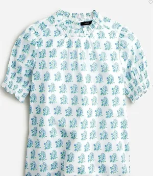 SZ Blockprints™ X J.Crew Smocked Puff-sleeve Top Sz. S thumbnail 1