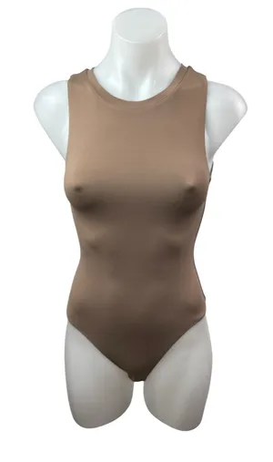 Aritzia Babaton Contour Crew Muscle Women's Beige Sleeveless Tank Bodysuit Top S thumbnail 1