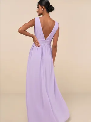 Lulu's Lilac Plunge V-Neck Maxi Dress with High Slit thumbnail 2
