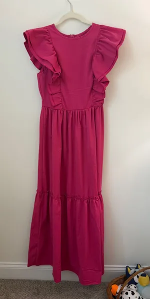 Pink ruffle maxi dress Size XS thumbnail 1